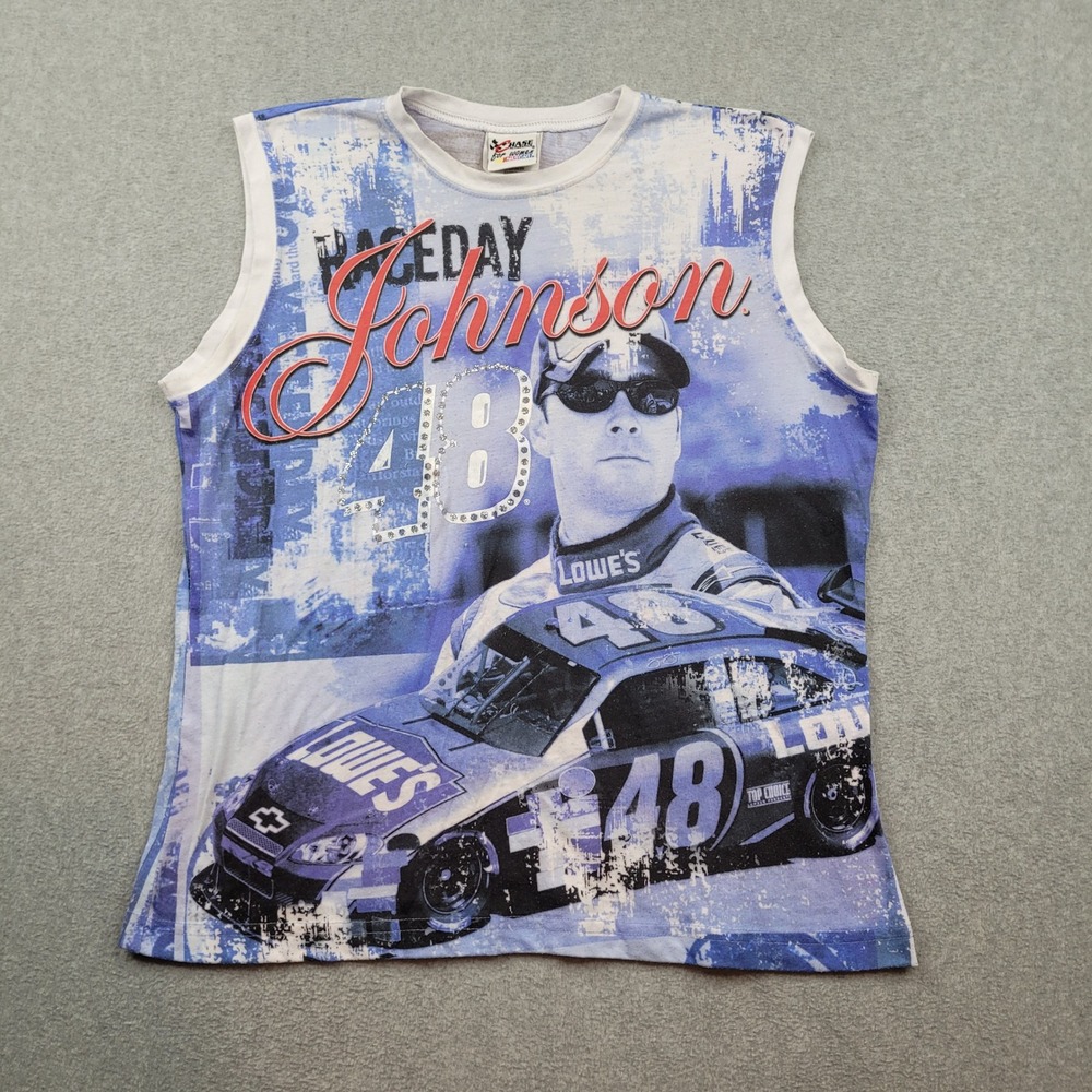 Chase Authentics NASCAR Jimmie Johnson Tank Top Women XL Blue Graphic Racing Tee